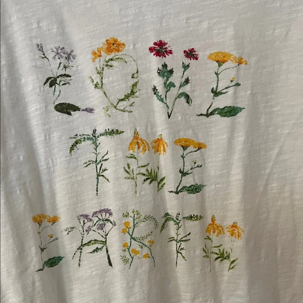 Anthropologie White Tee with Floral Embroidery - Picture 2 of 3